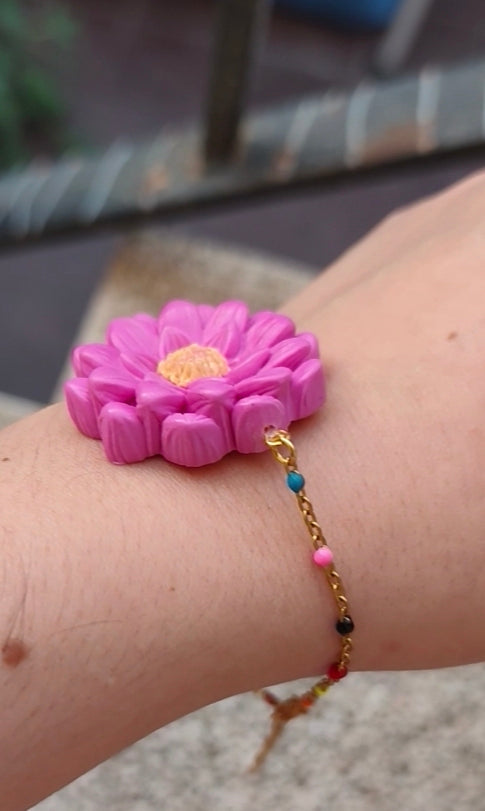 Conjunto Pendientes y Pulsera Dalia Rosa | Arcilla Polimérica