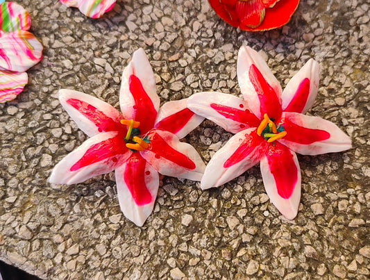 Pendientes flor de lirio rosa