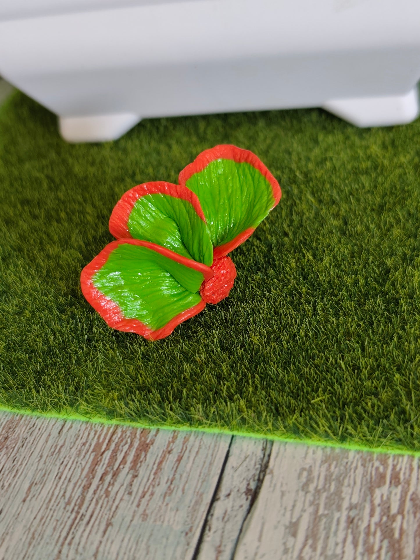 Anillo Media Flor Naranja y Verde Lima | Talla Ajustable | Acero