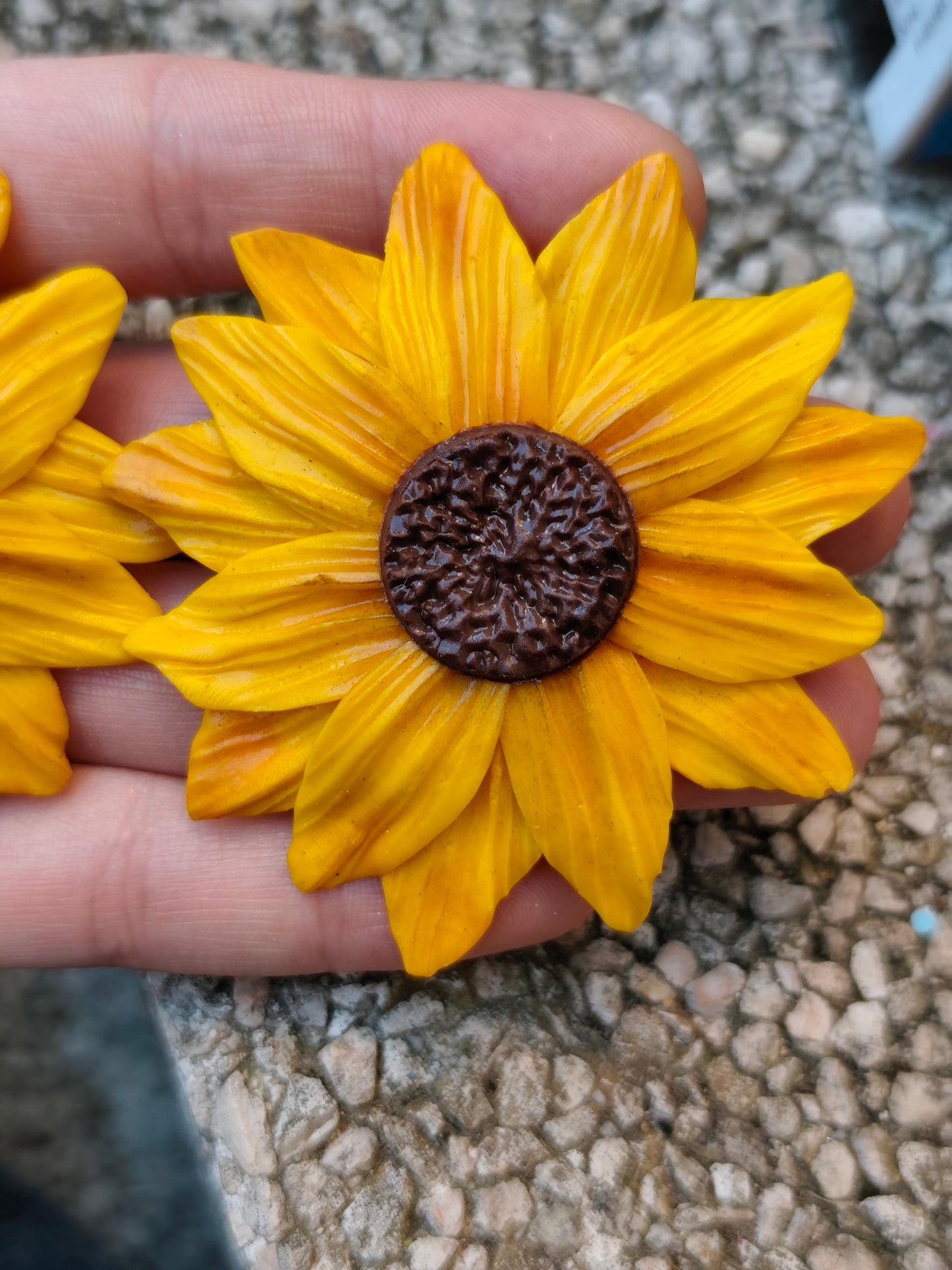 Pendientes Girasol | Flor Grande Amarilla | Arcilla Polimérica | Hecha a Mano