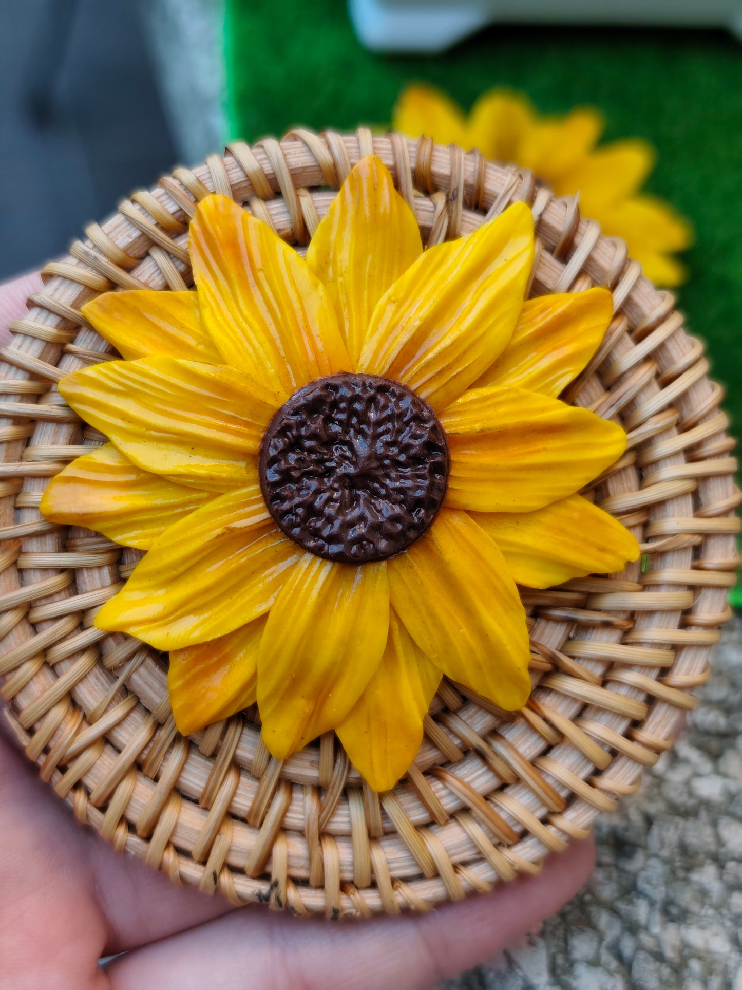 Pendientes Girasol | Flor Grande Amarilla | Arcilla Polimérica | Hecha a Mano