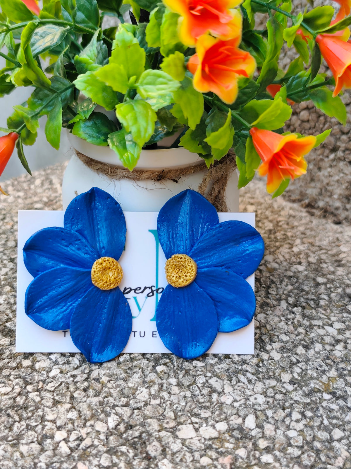 Pendientes Anémona Azul · Arcilla Polimérica
