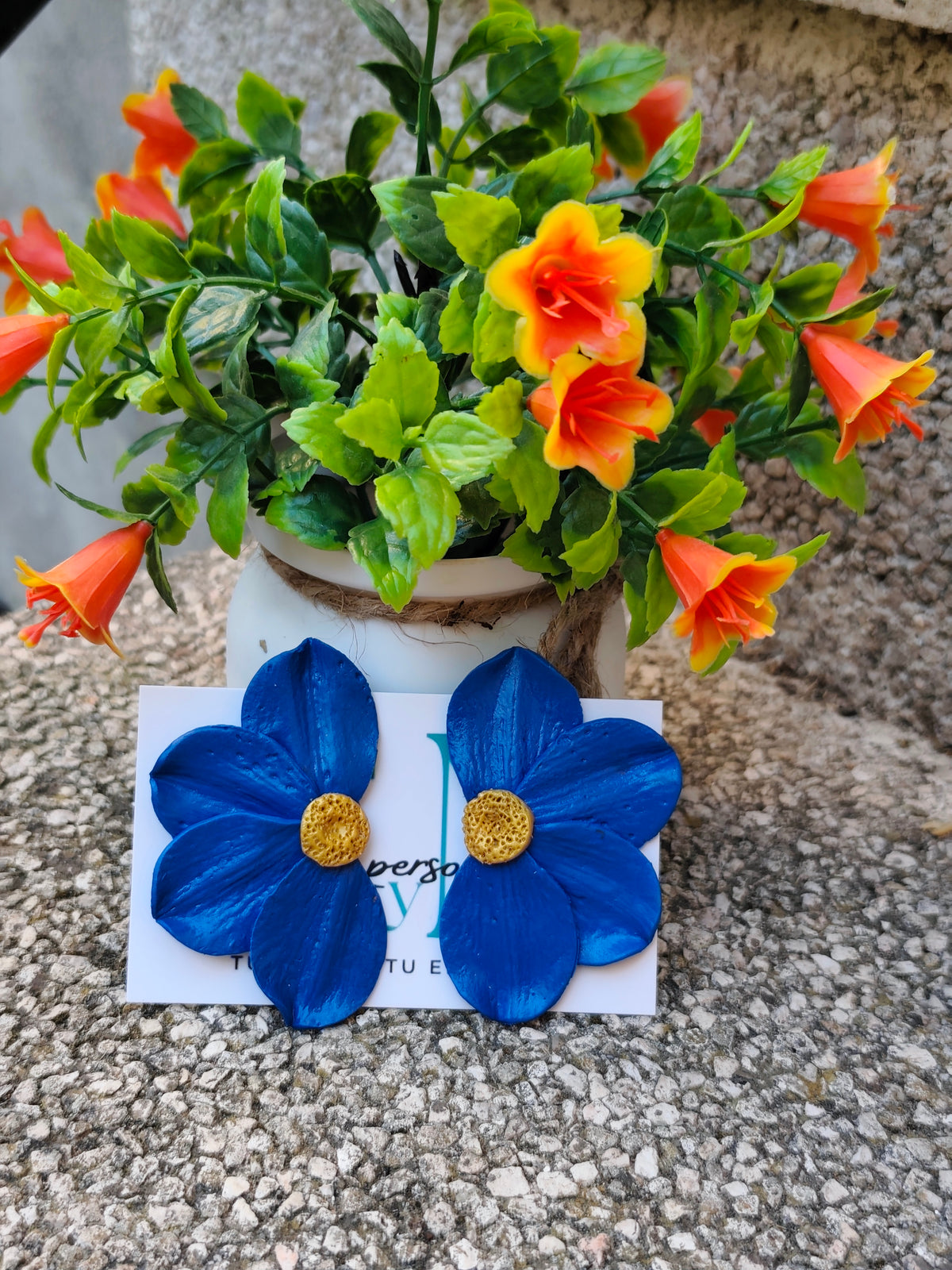 Pendientes Anémona Azul · Arcilla Polimérica
