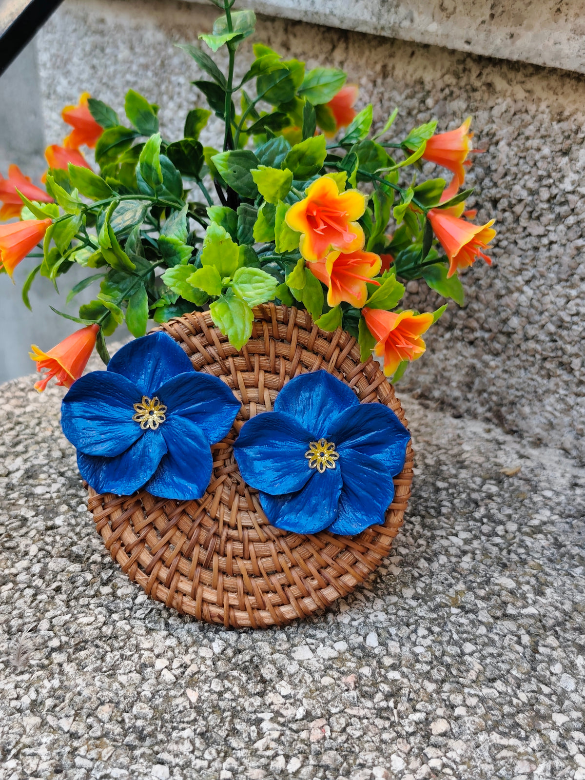 Pendientes Hortensia Azul · Arcilla Polimérica