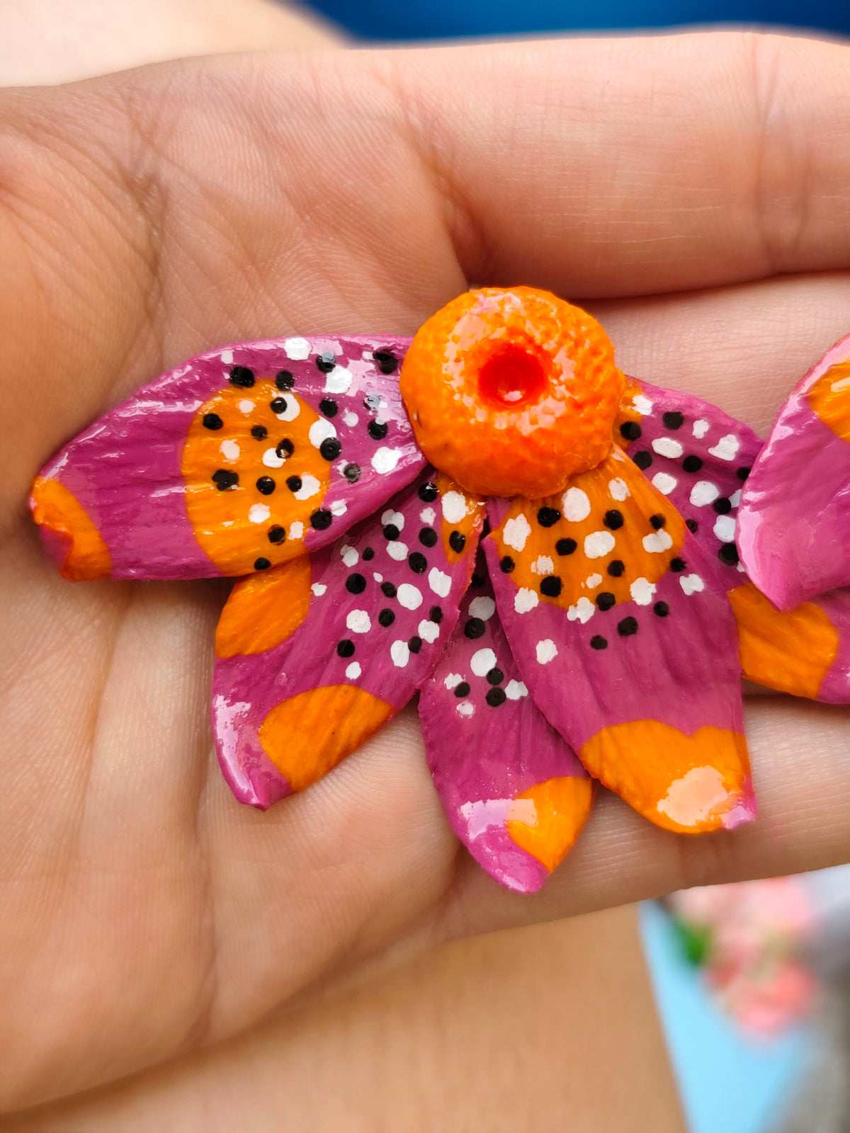 Pendientes Equinácea Fucsia y Naranja · Halloween Edición Limitada
