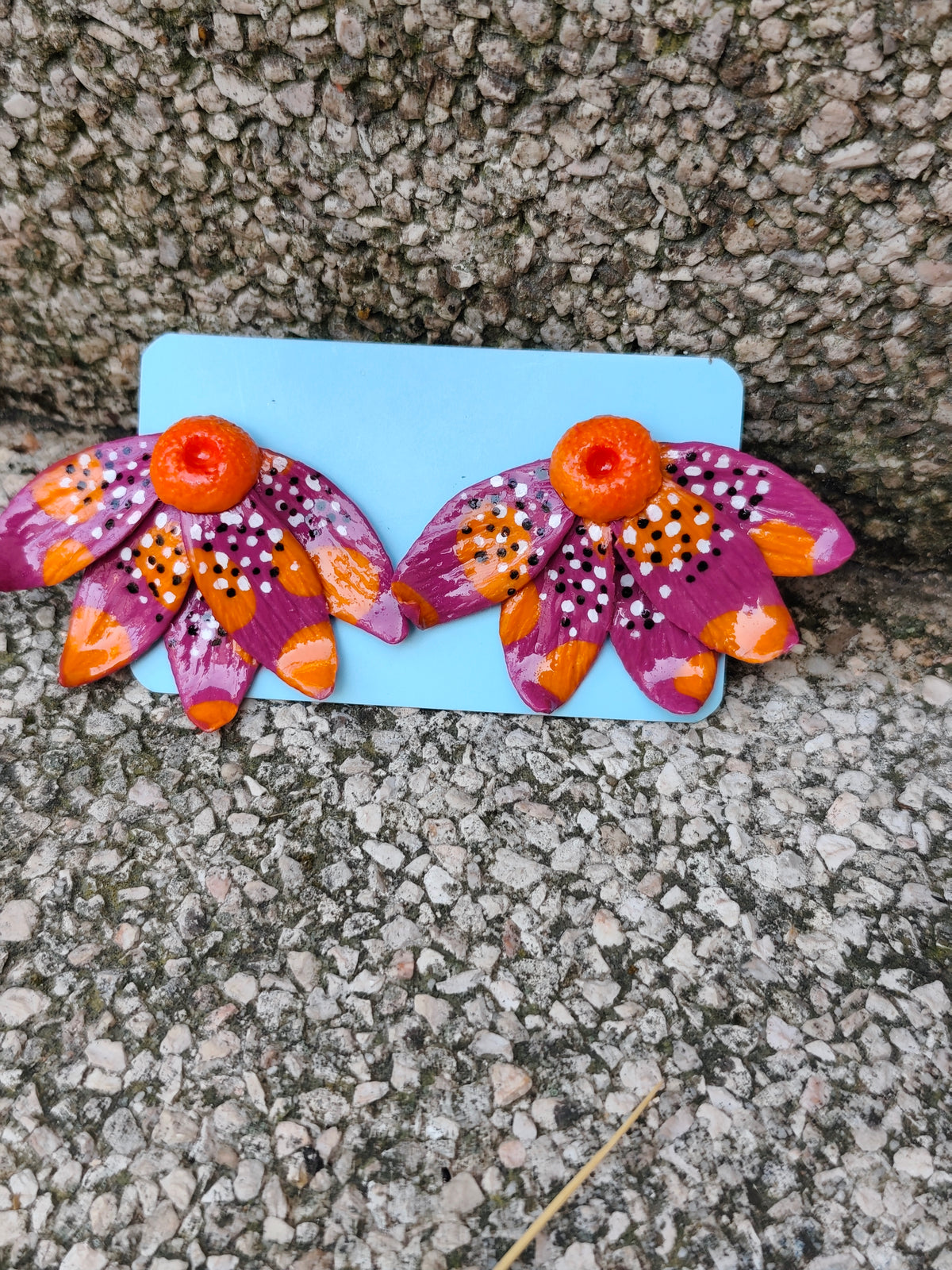 Pendientes Equinácea Fucsia y Naranja · Halloween Edición Limitada