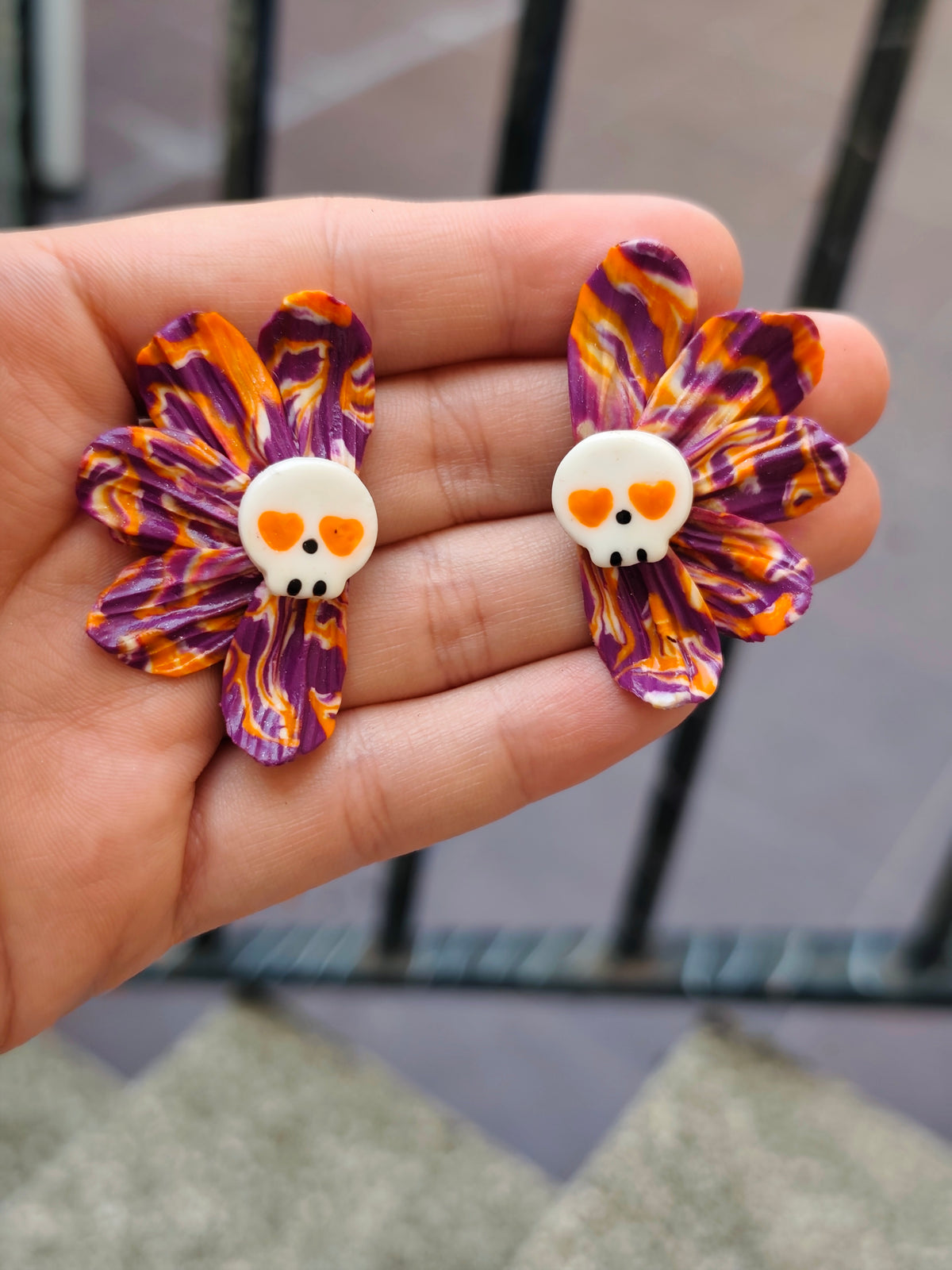Pendientes Flor con Calavera · Halloween Edición Limitada