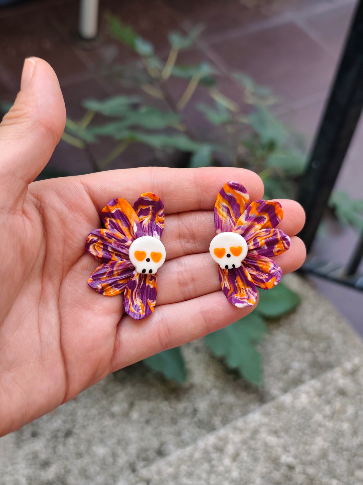 Pendientes Flor con Calavera · Halloween Edición Limitada