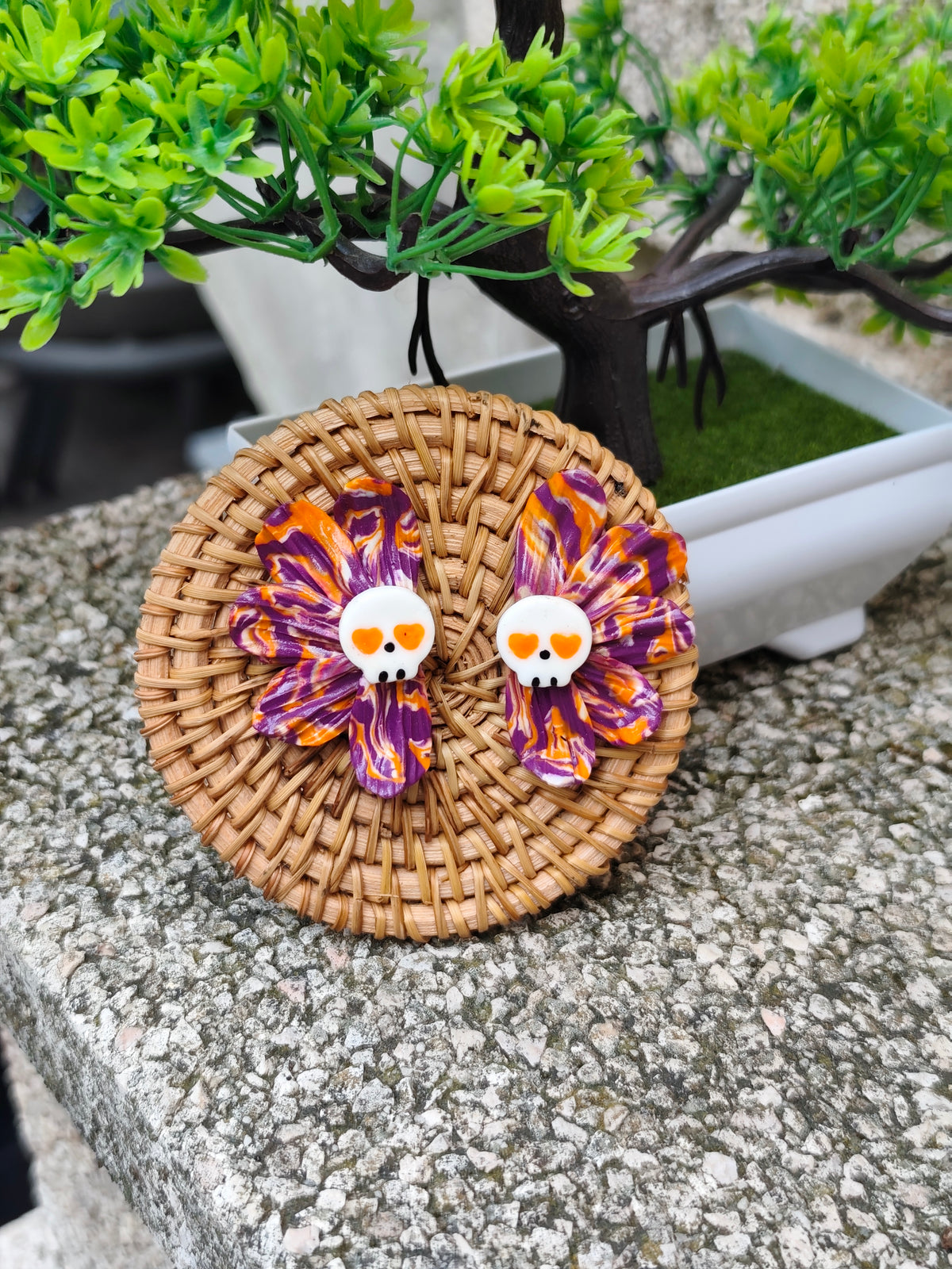 Pendientes Flor con Calavera · Halloween Edición Limitada
