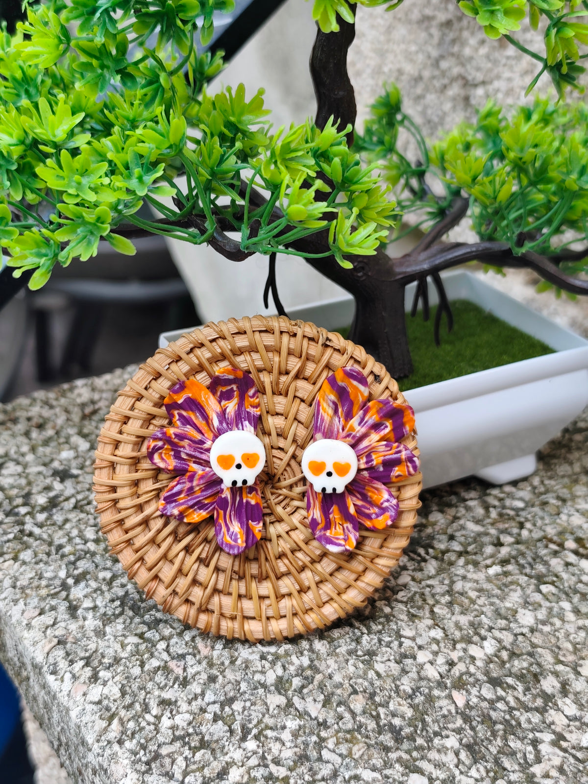 Pendientes Flor con Calavera · Halloween Edición Limitada