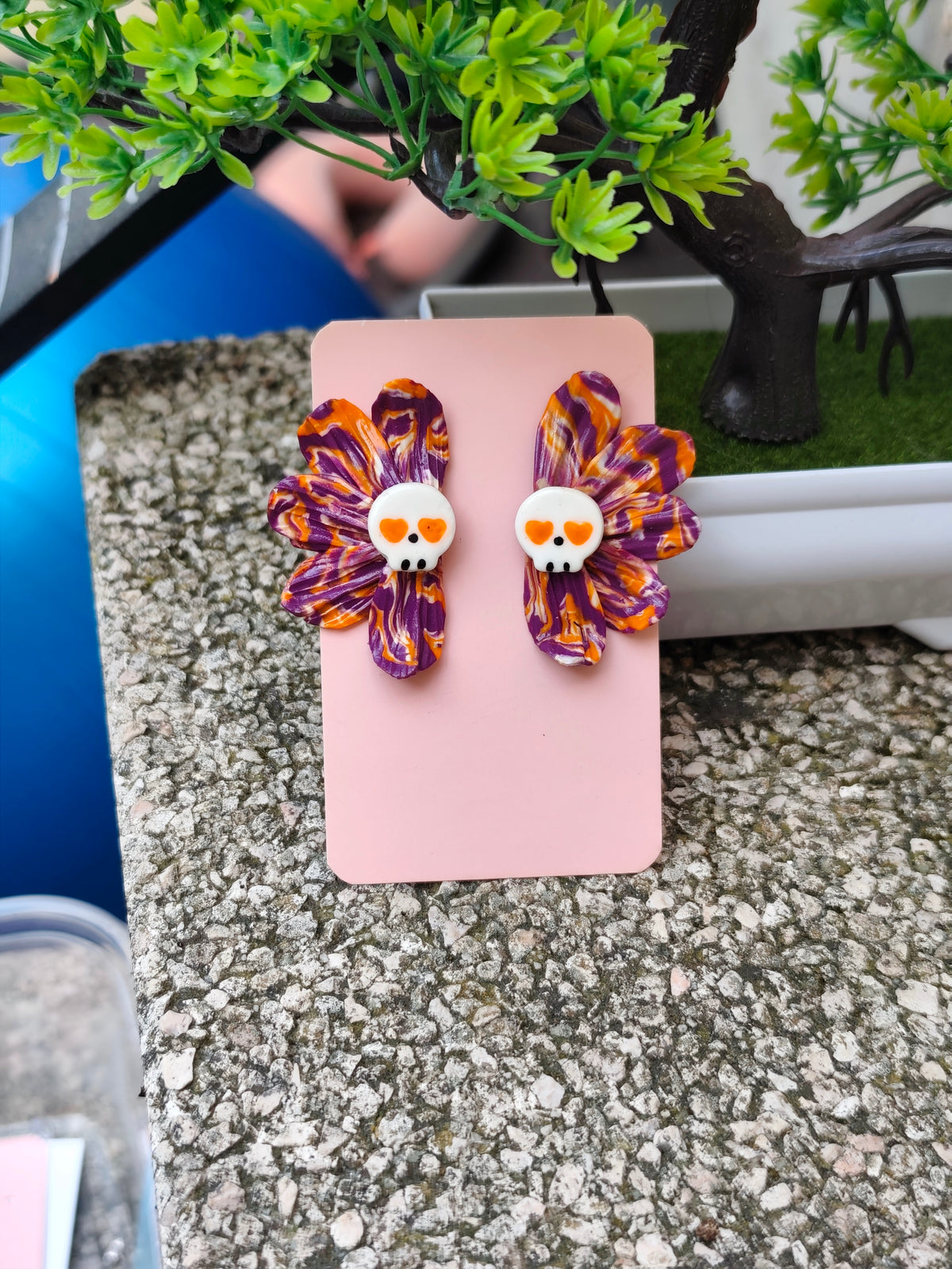 Pendientes Flor con Calavera · Halloween Edición Limitada