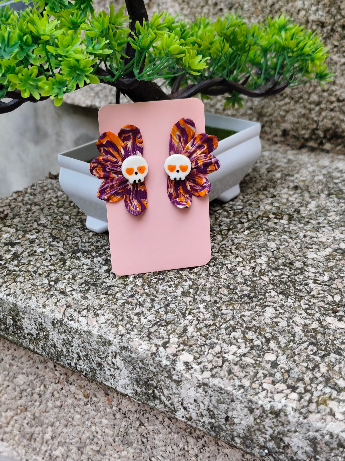 Pendientes Flor con Calavera · Halloween Edición Limitada
