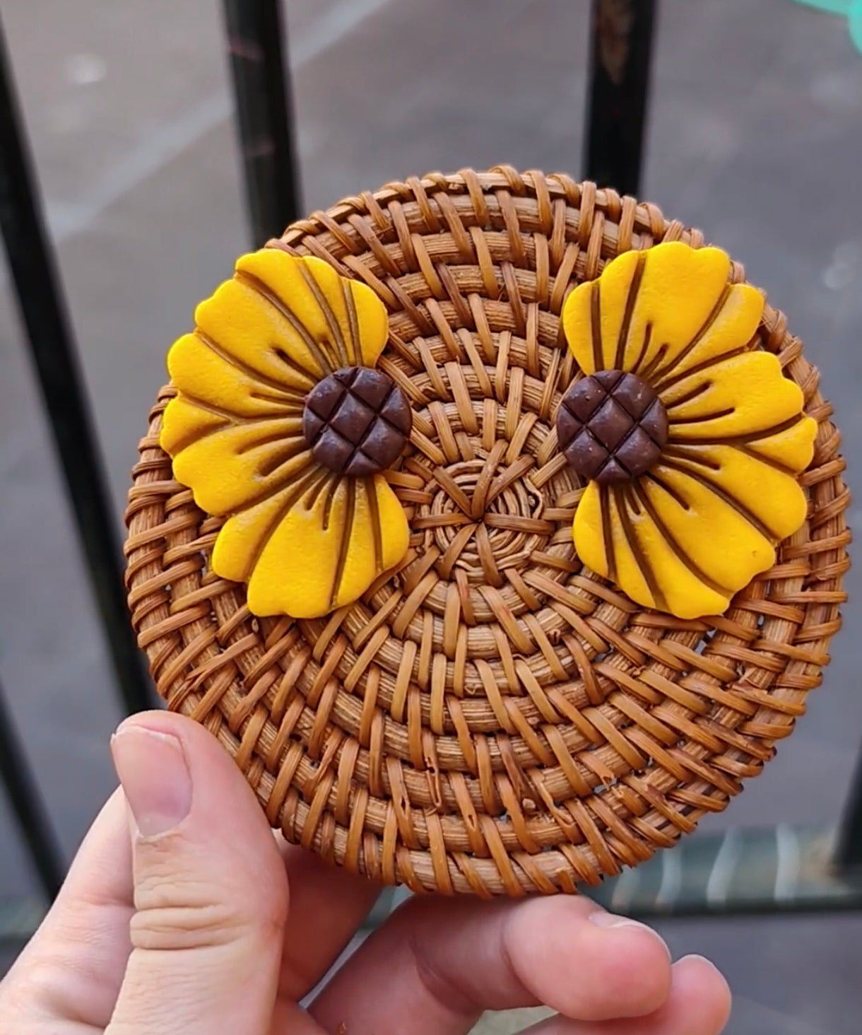 Pendientes Girasol Amarillo | Flor Grande Hecha a Mano | Arcilla Polimérica