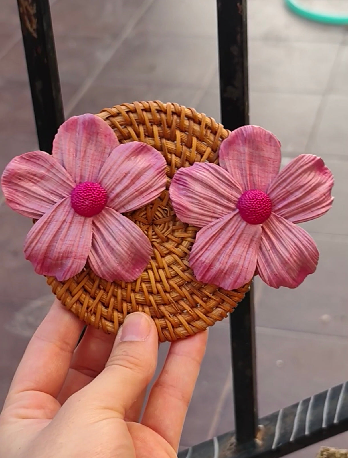 Pendientes Flor Rosa de 5 Pétalos | Arcilla Polimérica