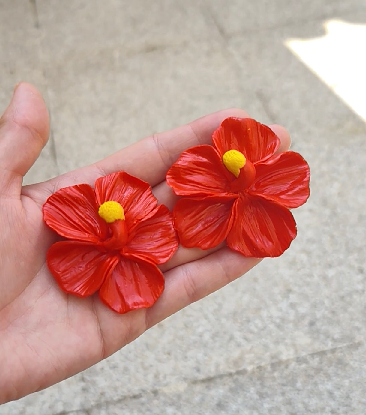 Pendientes Hibisco Rojo Artesanal
