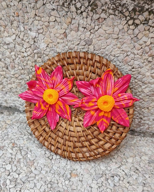 Pendientes Flor Frambuesa Artesanal