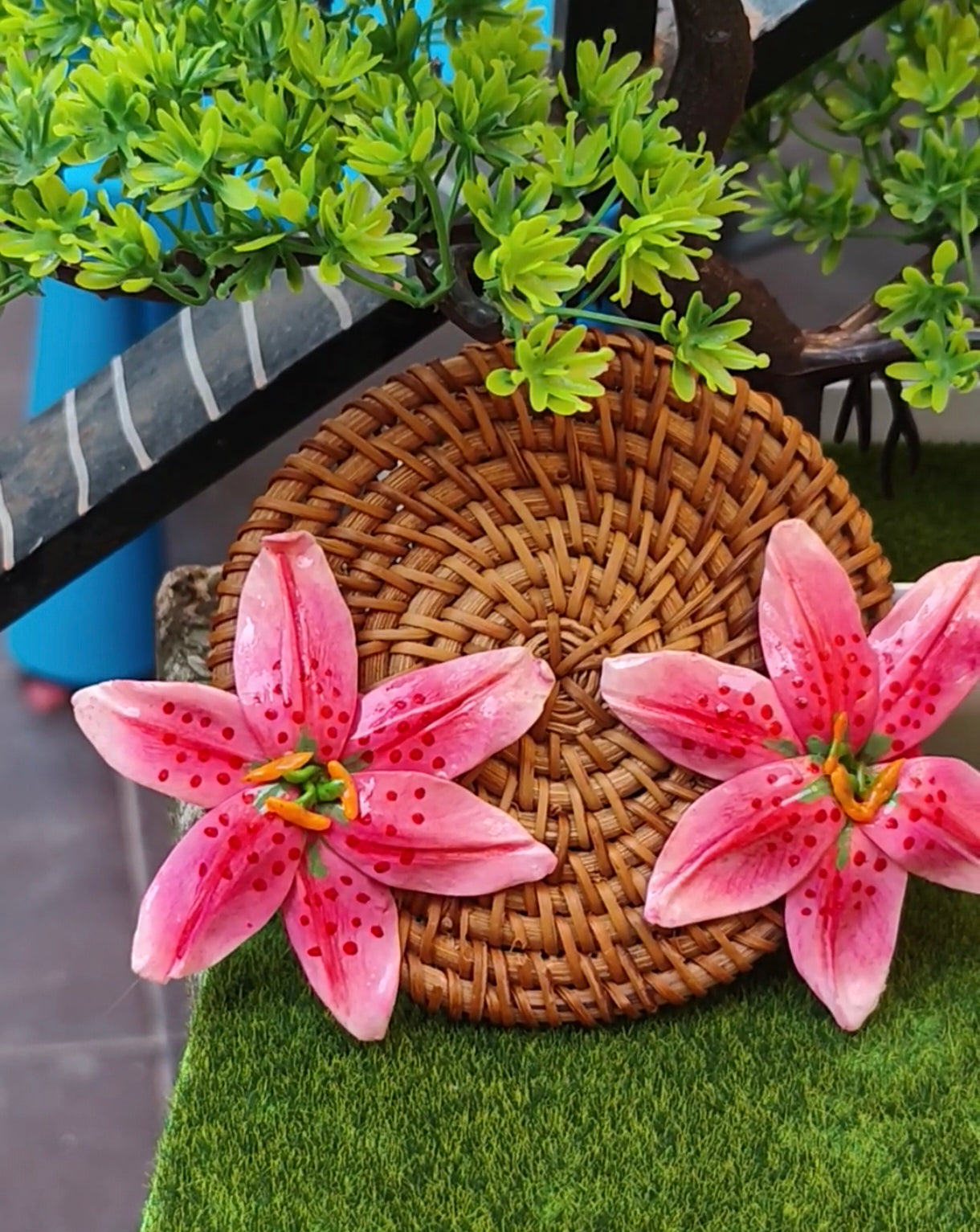 Pendientes Lirio Tropical | Rosa y Naranja | Arcilla Polimérica