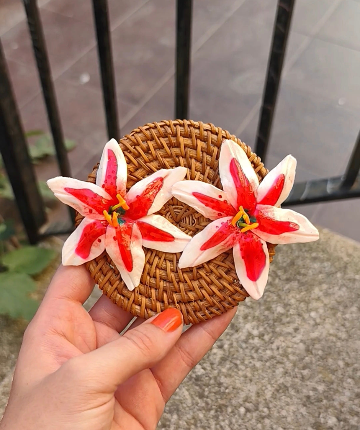 Pendientes flor de lirio rosa