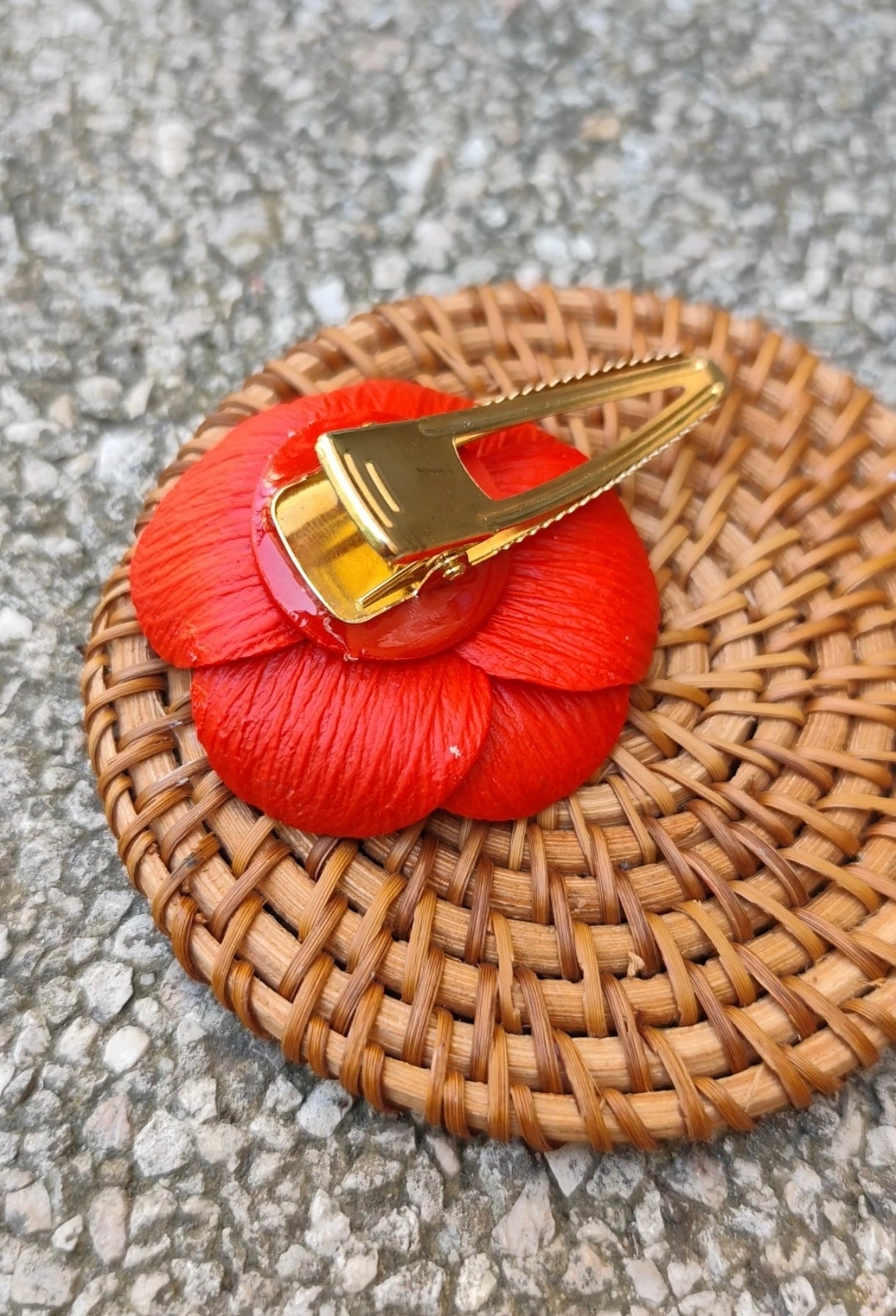 Pinza de Pelo Amapola Roja | Arcilla Polimérica | Hecha a Mano