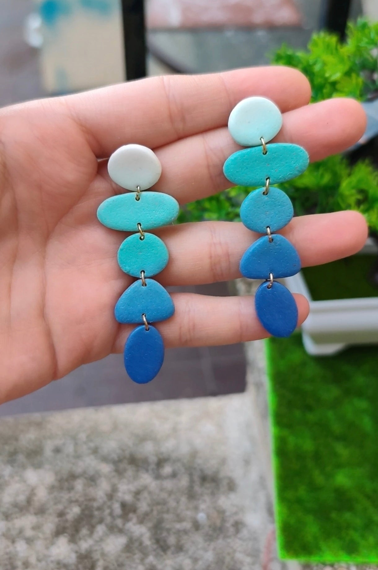 Pendientes Marea | Geométricos Degradado Azul | Arcilla Polimérica | Hecha a Mano