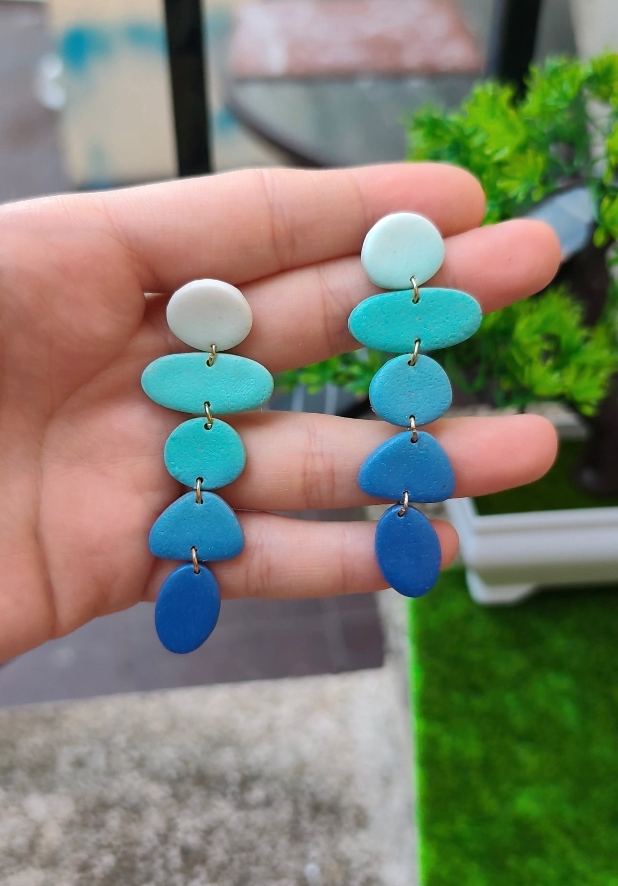 Pendientes Marea | Geométricos Degradado Azul | Arcilla Polimérica | Hecha a Mano