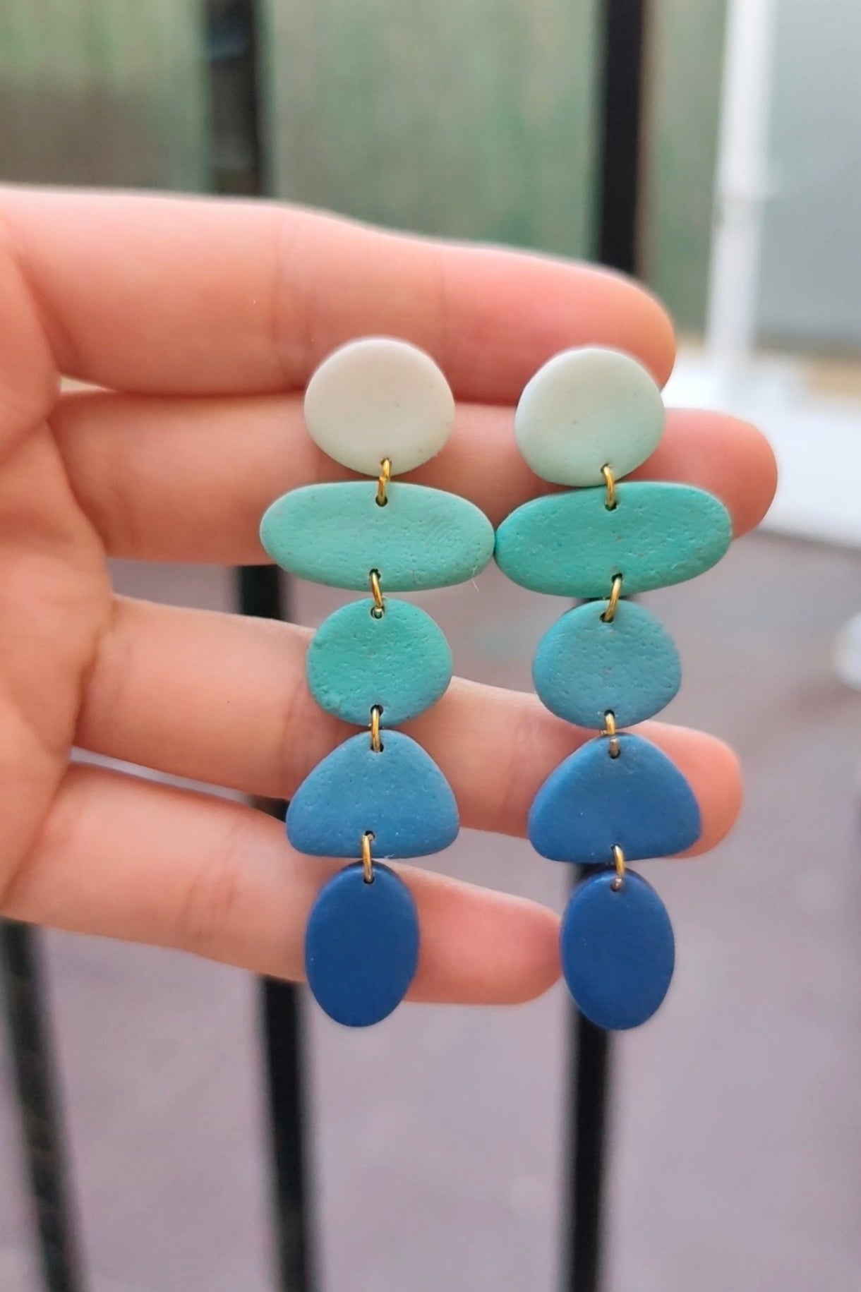 Pendientes Marea | Geométricos Degradado Azul | Arcilla Polimérica | Hecha a Mano