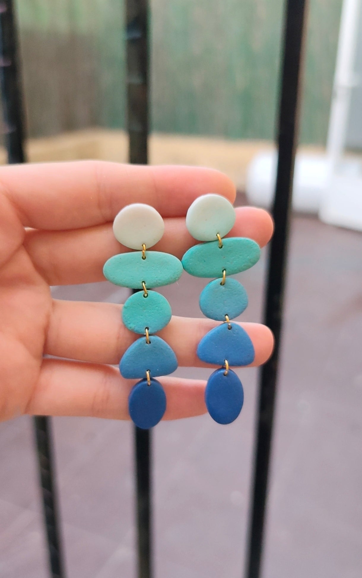 Pendientes Marea | Geométricos Degradado Azul | Arcilla Polimérica | Hecha a Mano