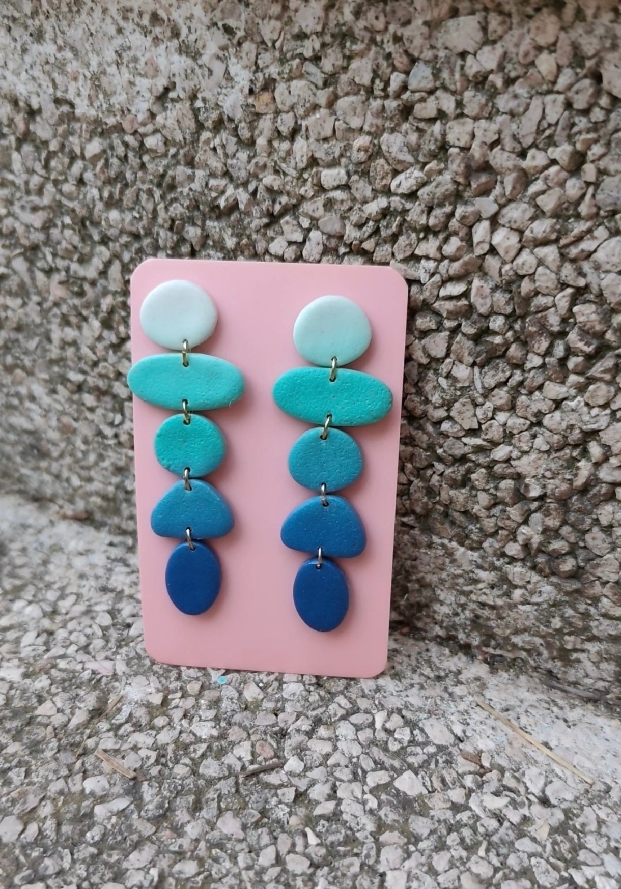 Pendientes Marea | Geométricos Degradado Azul | Arcilla Polimérica | Hecha a Mano