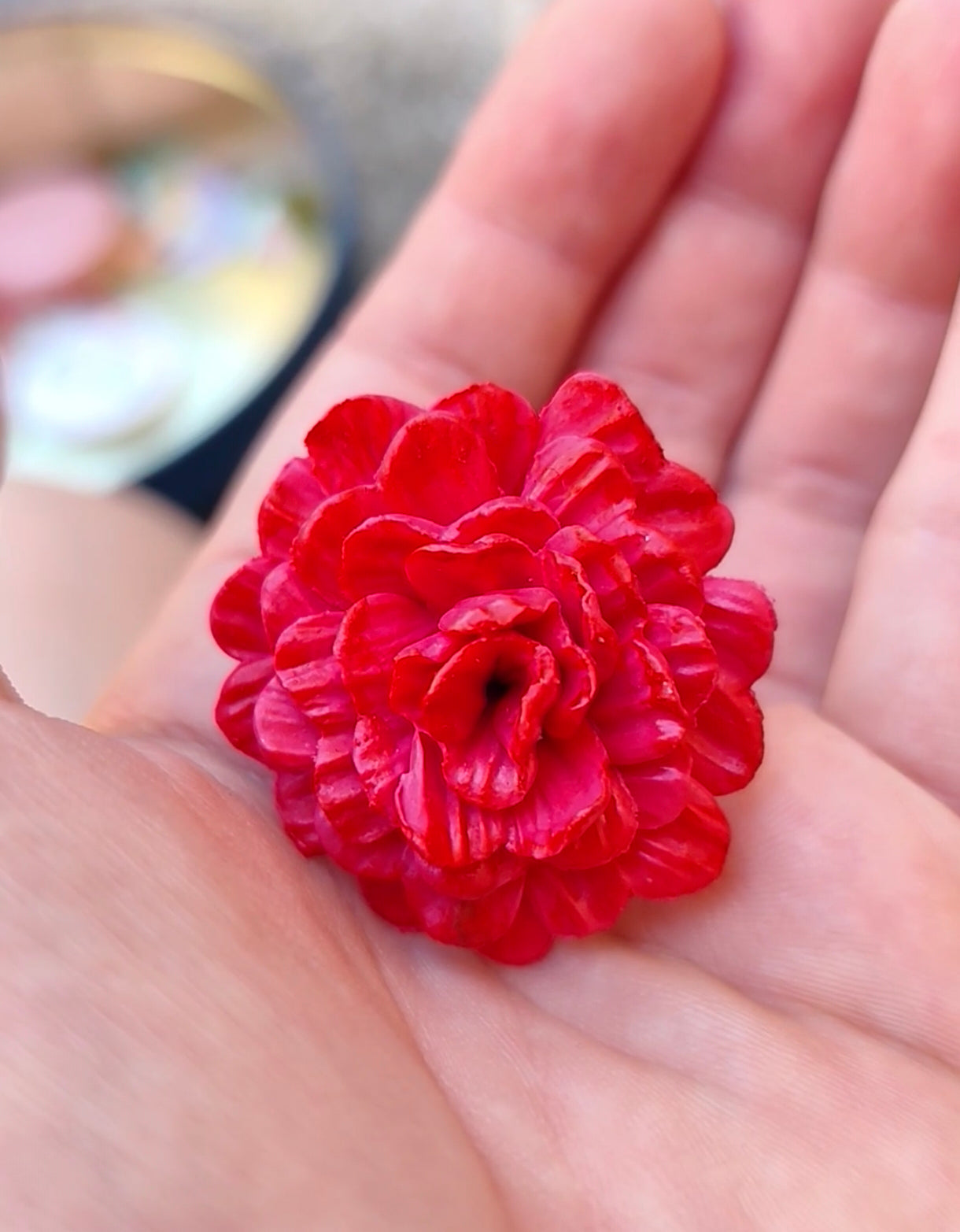 Anillo Dalia Fucsia Artesanal | Arcilla Polimérica