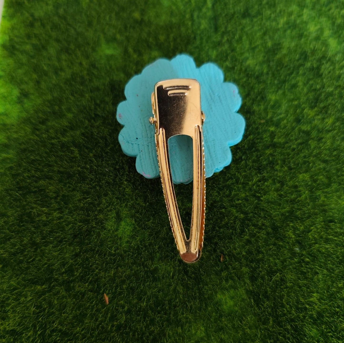 Pinza de Pelo Flor Azul Turquesa | Arcilla Polimérica | Hecha a Mano